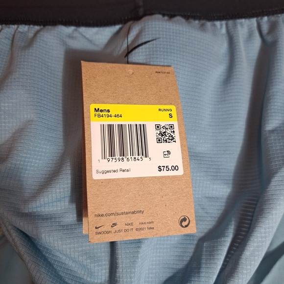 Nike Trail Running Shorts Mens Size Small Brief Lined FB4194-464 Blue NEW - Picture 10 of 16